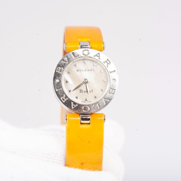 Authentic Ladies Bulgari B.Zero1 22mm Quartz Orange Patent Leather Watch - Picture 7 of 7